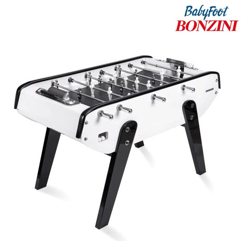 Bonzini B90 Football Table in White & Black White w/ Black Trim Foosball Table