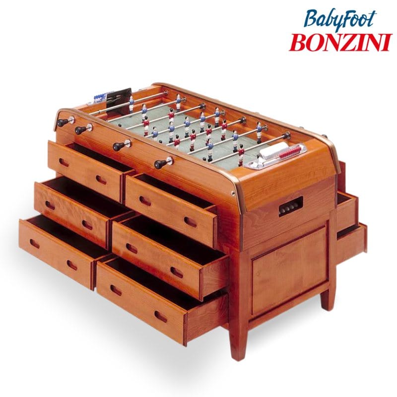Bonzini Grand Tiroirs Storage Football Table in Cherry Timber | 12-Drawer Cherry Timber Foosball Table