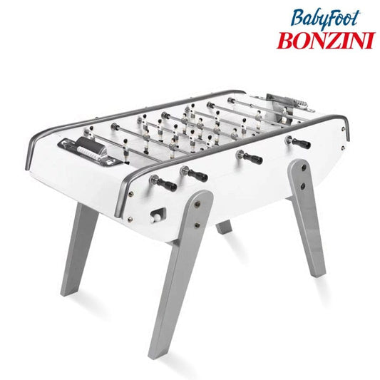 Bonzini B90 Football Table in White & Silver White w/ Silver Trim Foosball Table