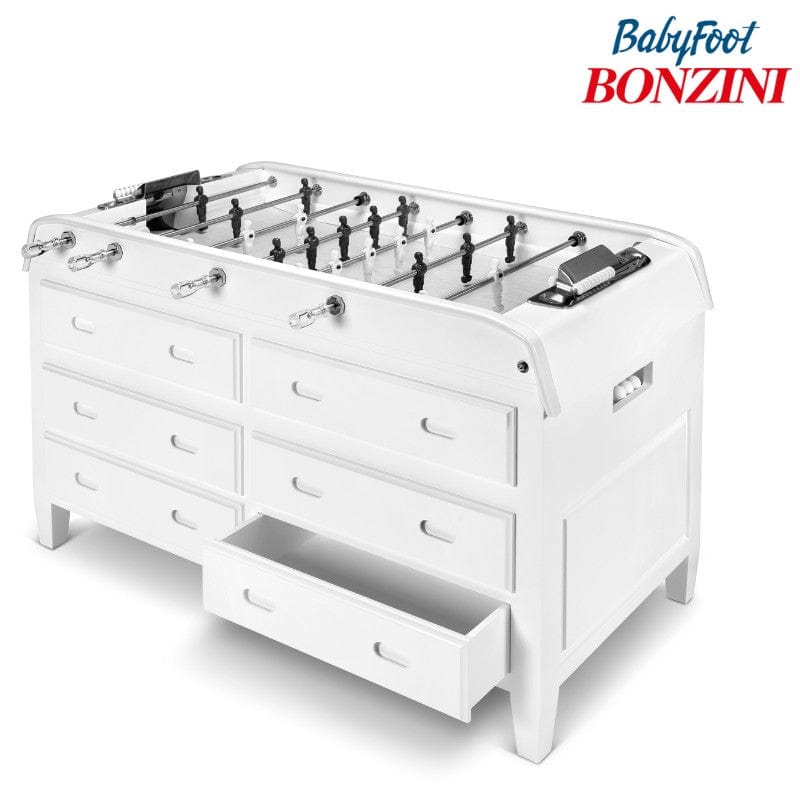 Bonzini Grand Tiroirs Storage Football Table in White | 12-Drawer White Foosball Table