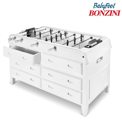 Bonzini Grand Tiroirs Storage Football Table in White | 12-Drawer White Foosball Table